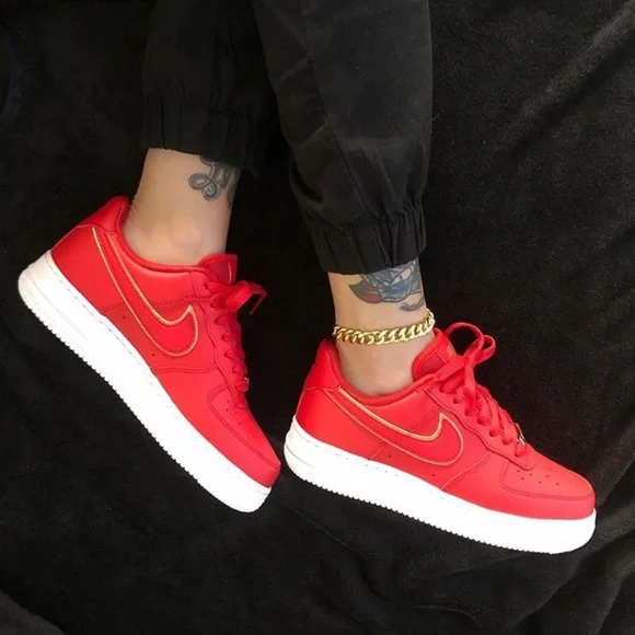 NEW-Nike Air Force 1 Red with Gold Details- NEVER WORN size 6.5 - Picture 13 of 13